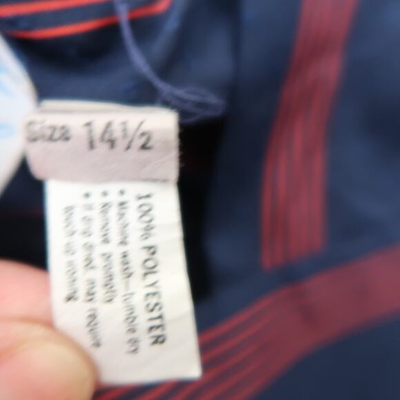 Vintage 80s Lorac Original navy blue and red striped loose midi dress 14 - Picture 6 of 7